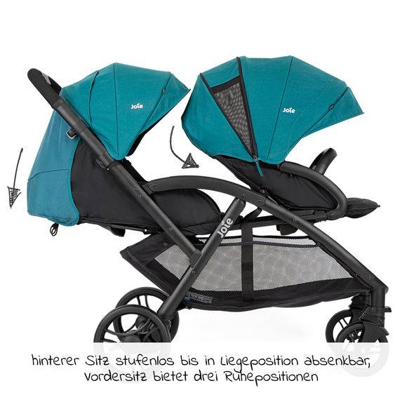 joie Passeggino fratellare Evalite Duo ultra leggero solo 10,6 kg Sedile posteriore reclinabile - incluso parapioggia - Capri