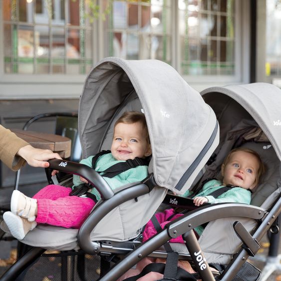 joie Geschwisterwagen Evalite Duo ultraleicht nur 10,6 kg Rücksitz mit Liegeposition - inkl. Regenschutz - Pebble