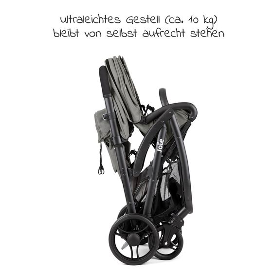 joie Geschwisterwagen Evalite Duo ultraleicht nur 10,6 kg Rücksitz mit Liegeposition - inkl. Regenschutz - Pebble
