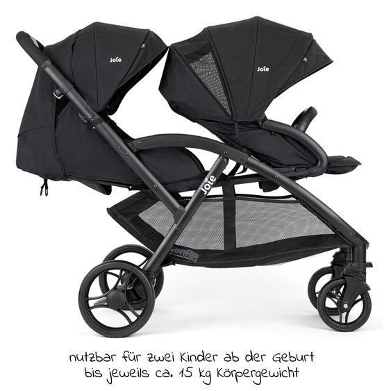 joie Geschwisterwagen Evalite Duo ultraleicht nur 10,6 kg Rücksitz mit Liegeposition - inkl. Regenschutz - Shale