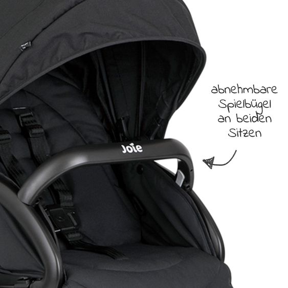joie Geschwisterwagen Evalite Duo ultraleicht nur 10,6 kg Rücksitz mit Liegeposition - inkl. Regenschutz - Shale