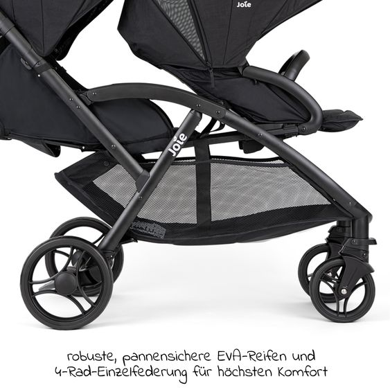 joie Geschwisterwagen Evalite Duo ultraleicht nur 10,6 kg Rücksitz mit Liegeposition - inkl. Regenschutz - Shale
