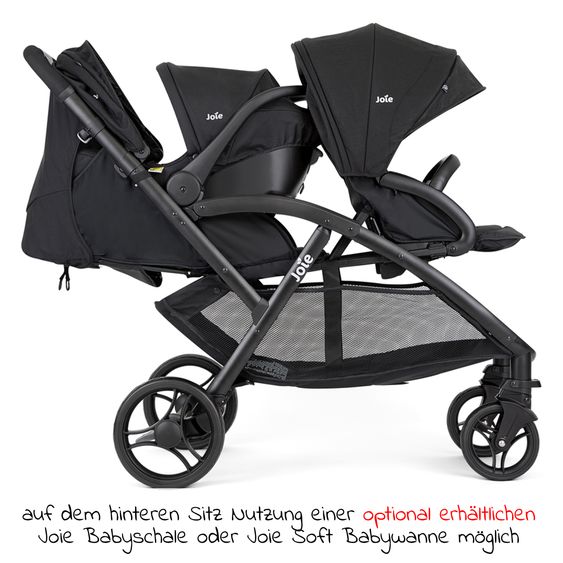 joie Geschwisterwagen Evalite Duo ultraleicht nur 10,6 kg Rücksitz mit Liegeposition - inkl. Regenschutz - Shale