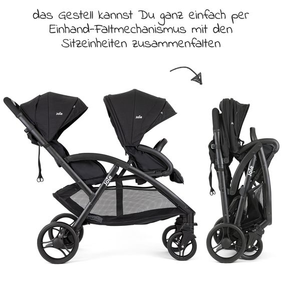 joie Geschwisterwagen Evalite Duo ultraleicht nur 10,6 kg Rücksitz mit Liegeposition - inkl. Regenschutz - Shale