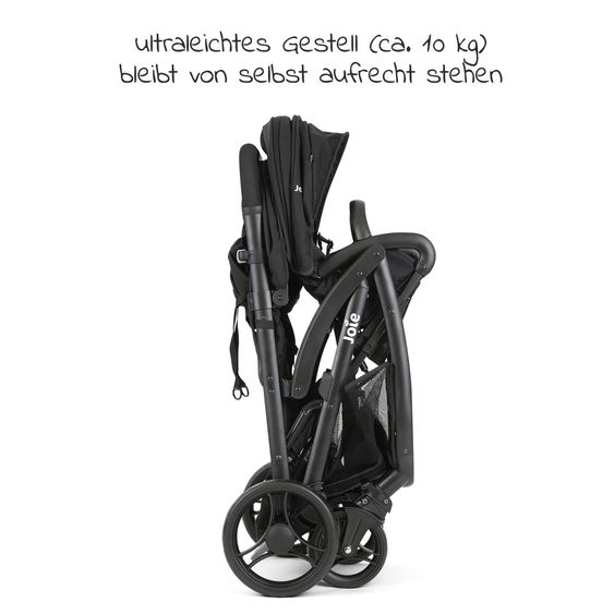 joie Geschwisterwagen Evalite Duo ultraleicht nur 10,6 kg Rücksitz mit Liegeposition - inkl. Regenschutz - Shale