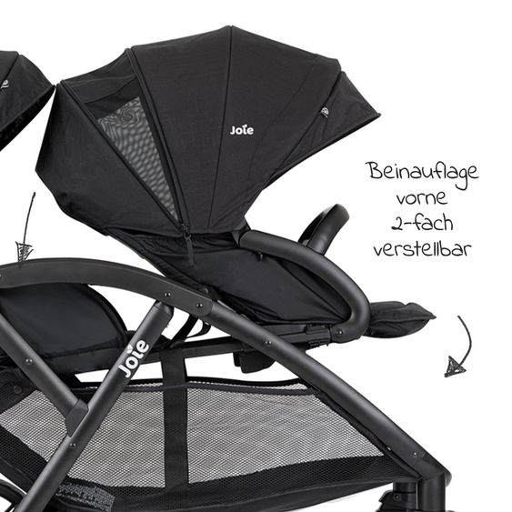 joie Geschwisterwagen Evalite Duo ultraleicht nur 10,6 kg Rücksitz mit Liegeposition - inkl. Regenschutz - Shale