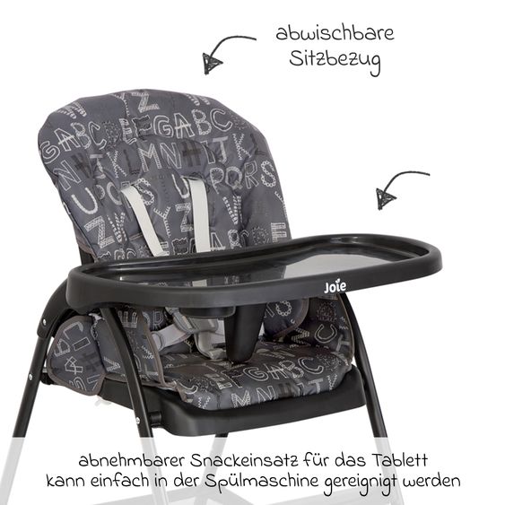 joie Hochstuhl Mimzy Snacker ab 6 Monate nutzbar klein faltbar nur 6,3 kg leicht - ABC Charcoal