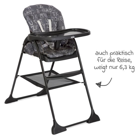 joie Hochstuhl Mimzy Snacker ab 6 Monate nutzbar klein faltbar nur 6,3 kg leicht - ABC Charcoal