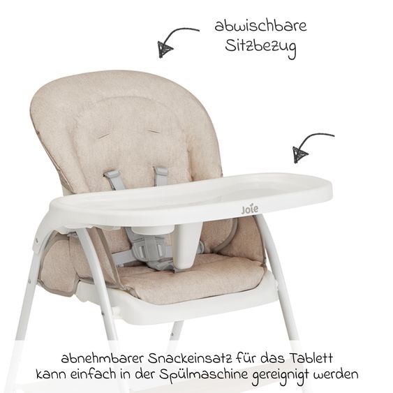 joie Hochstuhl Mimzy Snacker ab 6 Monate nutzbar klein faltbar nur 6,3 kg leicht - Taupe