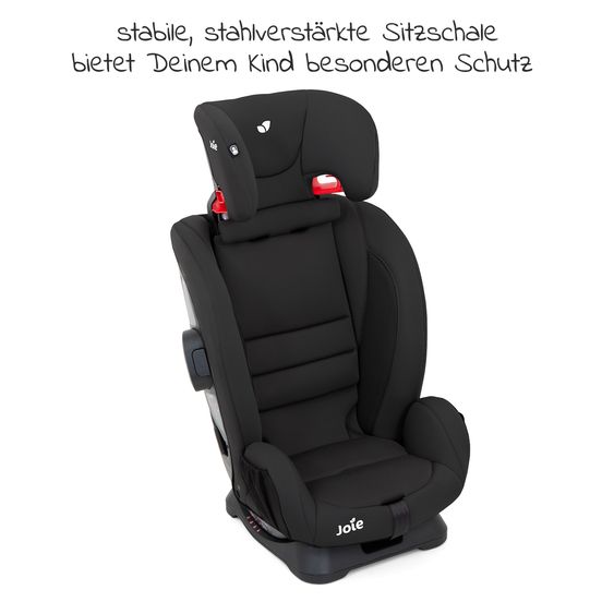 joie Kindersitz Fortifi R Gruppe 1/2/3 - ab 12 Monate - 12 Jahre (9-36 kg) inkl. GRATIS Autositz-Schutzunterlage + Rückenlehnen-Schutz - Coal