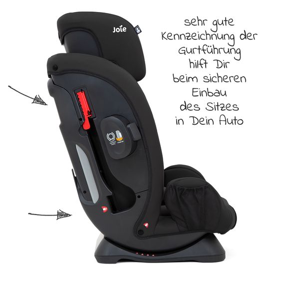 joie Kindersitz Fortifi R Gruppe 1/2/3 - ab 12 Monate - 12 Jahre (9-36 kg) inkl. GRATIS Autositz-Schutzunterlage + Rückenlehnen-Schutz - Coal