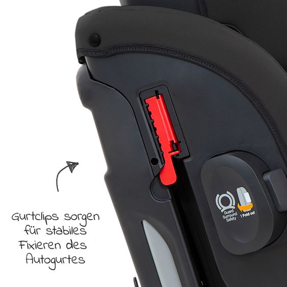 joie Kindersitz Fortifi R Gruppe 1/2/3 - ab 12 Monate - 12 Jahre (9-36 kg) inkl. GRATIS Autositz-Schutzunterlage + Rückenlehnen-Schutz - Coal