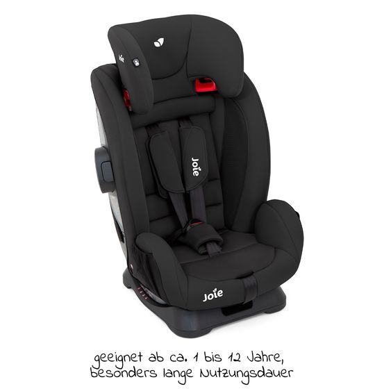 joie Kindersitz Fortifi R Gruppe 1/2/3 - ab 12 Monate - 12 Jahre (9-36 kg) inkl. GRATIS Autositz-Schutzunterlage + Rückenlehnen-Schutz - Coal