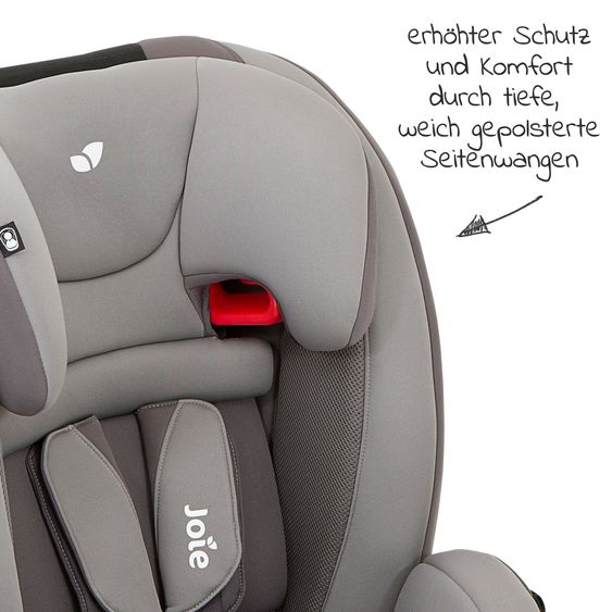 joie Kindersitz Fortifi R Gruppe 1/2/3 - ab 12 Monate - 12 Jahre (9-36 kg) inkl. GRATIS Autositz-Schutzunterlage + Rückenlehnen-Schutz - Dark Pewter