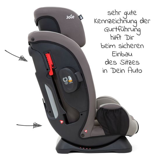 joie Kindersitz Fortifi R Gruppe 1/2/3 - ab 12 Monate - 12 Jahre (9-36 kg) inkl. GRATIS Autositz-Schutzunterlage + Rückenlehnen-Schutz - Dark Pewter