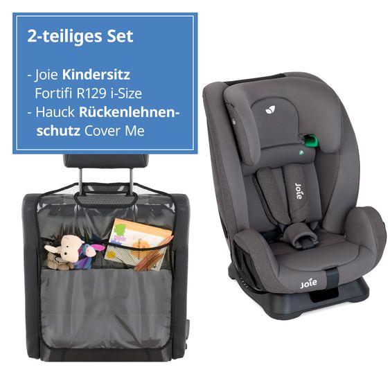 joie Kindersitz Fortifi R129 i-Size ab 15 Monate - 12 Jahre (76 cm - 145 cm) inkl. Rückenlehnen-Schutz Cover Me - Thunder