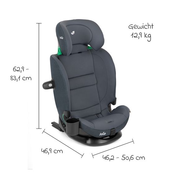 joie Seggiolino auto i-Bold R129 i-Size da 15 mesi a 12 anni (76 cm - 150 cm) con Isofix, top tether e portabicchieri - Moonlight