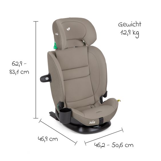 joie Seggiolino auto i-Bold R129 i-Size da 15 mesi a 12 anni (76 cm - 150 cm) con Isofix, top tether e portabicchieri - Oak