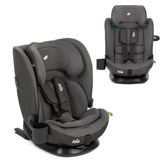 joie Child seat i-Bold R129 i-Size from 15 months - 12 years (76 cm - 150 cm) with Isofix, top tether & cup holder - Thunder