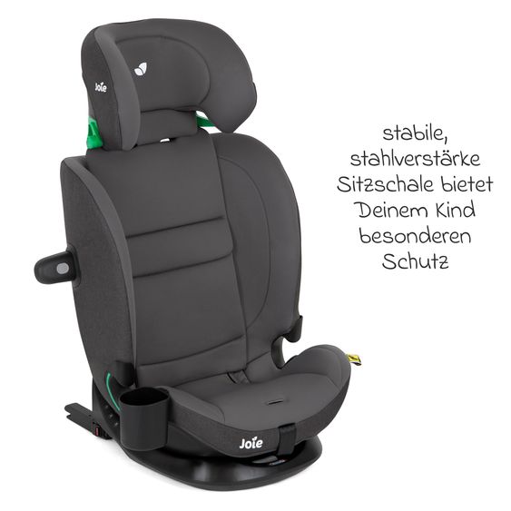 joie Child seat i-Bold R129 i-Size from 15 months - 12 years (76 cm - 150 cm) with Isofix, top tether & cup holder - Thunder