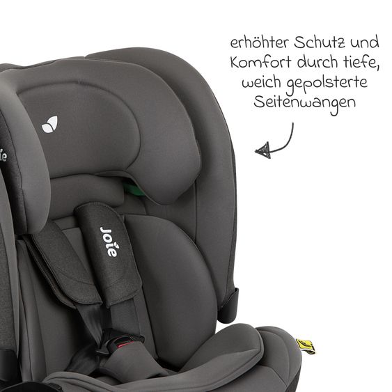 joie Child seat i-Bold R129 i-Size from 15 months - 12 years (76 cm - 150 cm) with Isofix, top tether & cup holder - Thunder