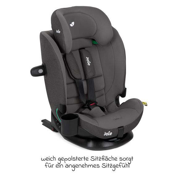 joie Child seat i-Bold R129 i-Size from 15 months - 12 years (76 cm - 150 cm) with Isofix, top tether & cup holder - Thunder