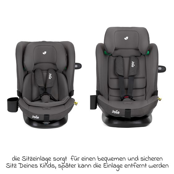 joie Child seat i-Bold R129 i-Size from 15 months - 12 years (76 cm - 150 cm) with Isofix, top tether & cup holder - Thunder