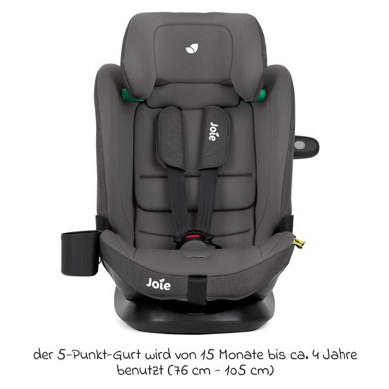 joie Child seat i-Bold R129 i-Size from 15 months - 12 years (76 cm - 150 cm) with Isofix, top tether & cup holder - Thunder