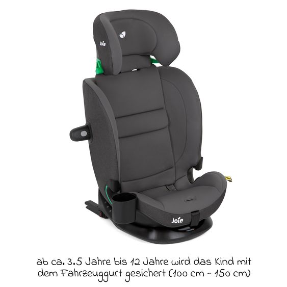 joie Child seat i-Bold R129 i-Size from 15 months - 12 years (76 cm - 150 cm) with Isofix, top tether & cup holder - Thunder