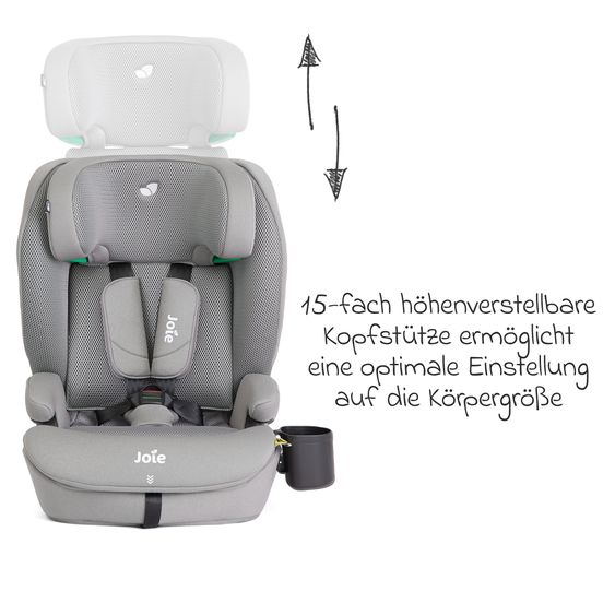 joie Kindersitz i-Irvana Max ab 15 Monate - 12 Jahre (76 cm - 150 cm) inkl. Isofix & Getränkehalter - Quartz Mesh