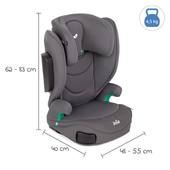 joie Kindersitz i-Trillo FX i-Size ab 3,5 Jahre - 12 Jahre (100 cm - 150 cm) inkl. Getränkehalter - Thunder