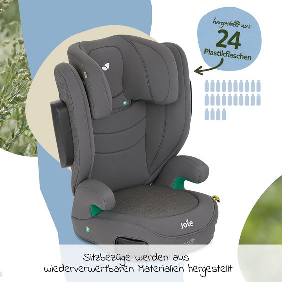 joie Kindersitz i-Trillo i-Size ab 3 Jahre - 12 Jahre (100 cm - 150 cm) inkl. Getränkehalter - Cycle Collection - Shell Gray