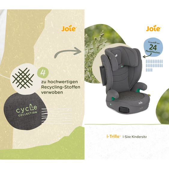 joie Kindersitz i-Trillo i-Size ab 3 Jahre - 12 Jahre (100 cm - 150 cm) inkl. Getränkehalter - Cycle Collection - Shell Gray