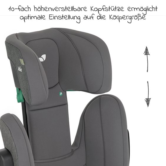 joie Kindersitz i-Trillo i-Size ab 3 Jahre - 12 Jahre (100 cm - 150 cm) inkl. Getränkehalter - Cycle Collection - Shell Gray