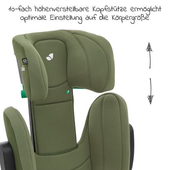 joie Kindersitz i-Trillo i-Size ab 3 Jahre - 12 Jahre (100 cm-150 cm) inkl. Getränkehalter - Moss