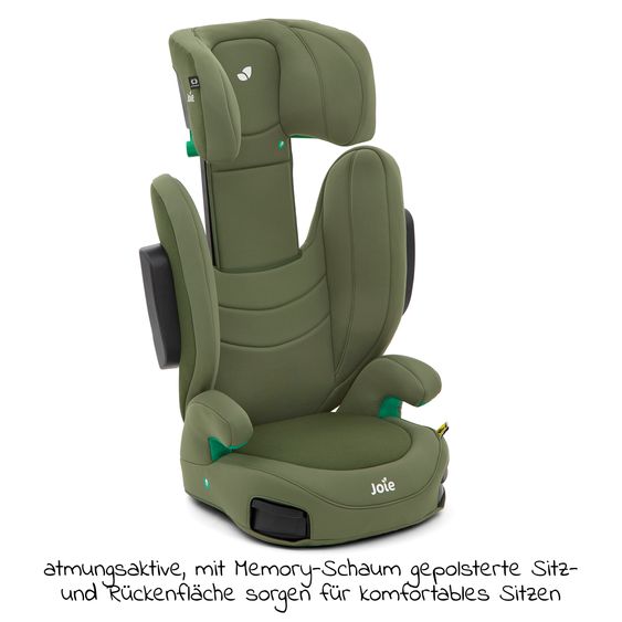 joie Kindersitz i-Trillo i-Size ab 3 Jahre - 12 Jahre (100 cm-150 cm) inkl. Getränkehalter - Moss