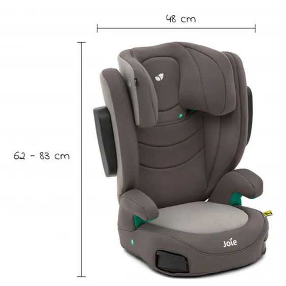 joie Kindersitz i-Trillo i-Size mit Sommerbezug ab 3 Jahre - 12 Jahre (100 cm -150 cm) inkl. Getränkehalter - Dark Pewter