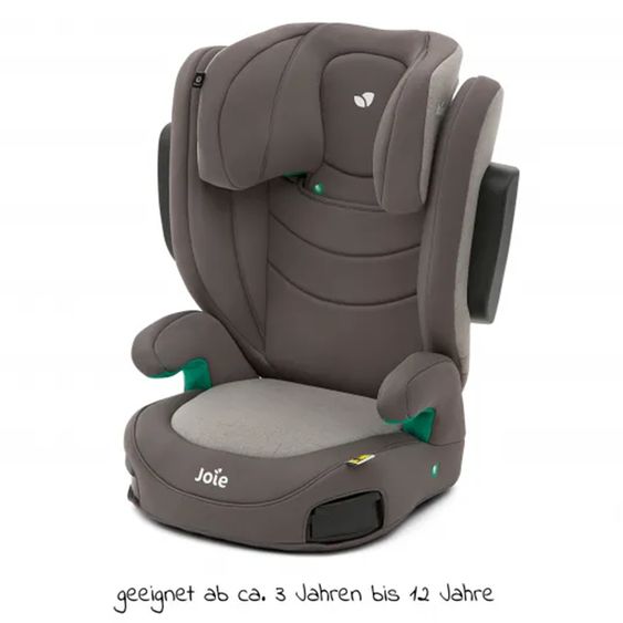 joie Kindersitz i-Trillo i-Size mit Sommerbezug ab 3 Jahre - 12 Jahre (100 cm -150 cm) inkl. Getränkehalter - Dark Pewter