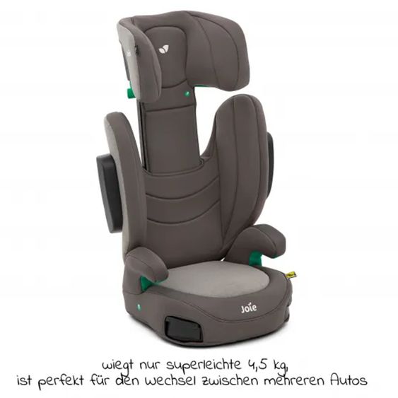 joie Kindersitz i-Trillo i-Size mit Sommerbezug ab 3 Jahre - 12 Jahre (100 cm -150 cm) inkl. Getränkehalter - Dark Pewter