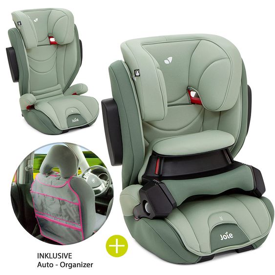 joie Kindersitz Traver Shield Gruppe 1/2/3 - ab 12 Monate - 12 Jahre (9-36 kg) mit Isofix inkl. Auto - Organizer - Laurel