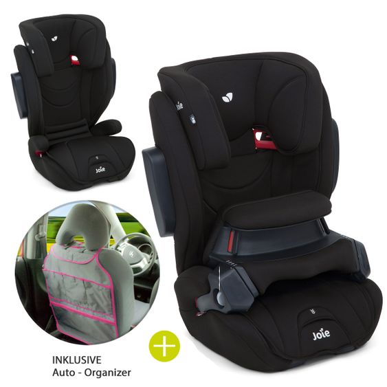 joie Kindersitz Traver Shield Gruppe 1/2/3 - ab 12 Monate - 12 Jahre (9-36 kg) mit Isofix  inkl. Auto - Organizer Coal