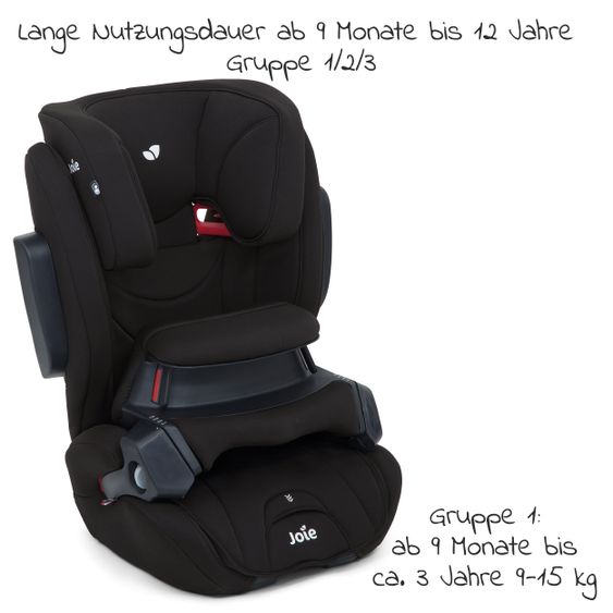 joie Kindersitz Traver Shield Gruppe 1/2/3 - ab 12 Monate - 12 Jahre (9-36 kg) mit Isofix  inkl. Auto - Organizer Coal