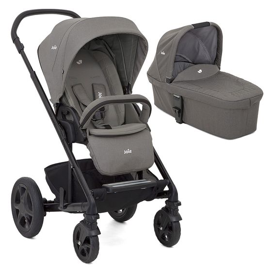 joie Set passeggino Chrome DLX Combi con navicella, coprigambe, adattatore e parapioggia - Grigio nebbia