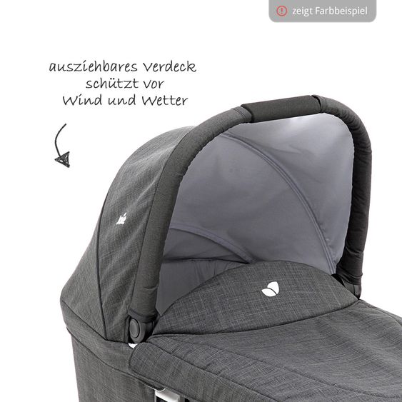 joie Set passeggino Chrome DLX Combi con navicella, coprigambe, adattatore e parapioggia - Grigio nebbia