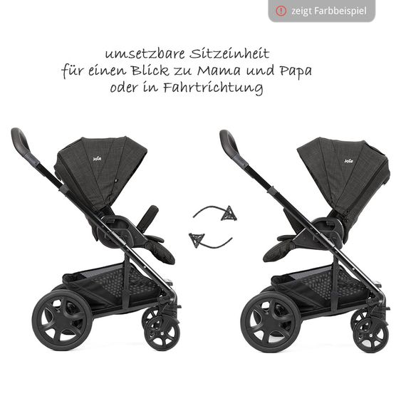 joie Set passeggino Chrome DLX Combi con navicella, coprigambe, adattatore e parapioggia - Grigio nebbia