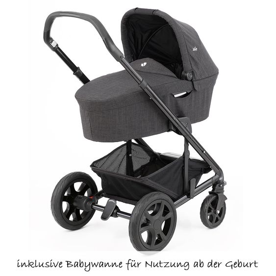 joie Kombi-Kinderwagen Chrome DLX Set inkl. Babywanne, Fußdecke, Adapter & Regenschutz - Pavement