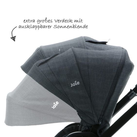 joie Kombi-Kinderwagen Chrome DLX Set inkl. Babywanne, Fußdecke, Adapter & Regenschutz - Pavement