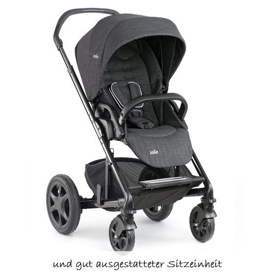 joie Kombi-Kinderwagen Chrome DLX Set inkl. Babywanne, Fußdecke, Adapter & Regenschutz - Pavement