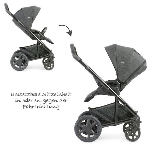joie Kombi-Kinderwagen Chrome DLX Set inkl. Babywanne, Fußdecke, Adapter & Regenschutz - Pavement