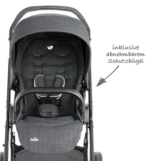 joie Kombi-Kinderwagen Chrome DLX Set inkl. Babywanne, Fußdecke, Adapter & Regenschutz - Pavement